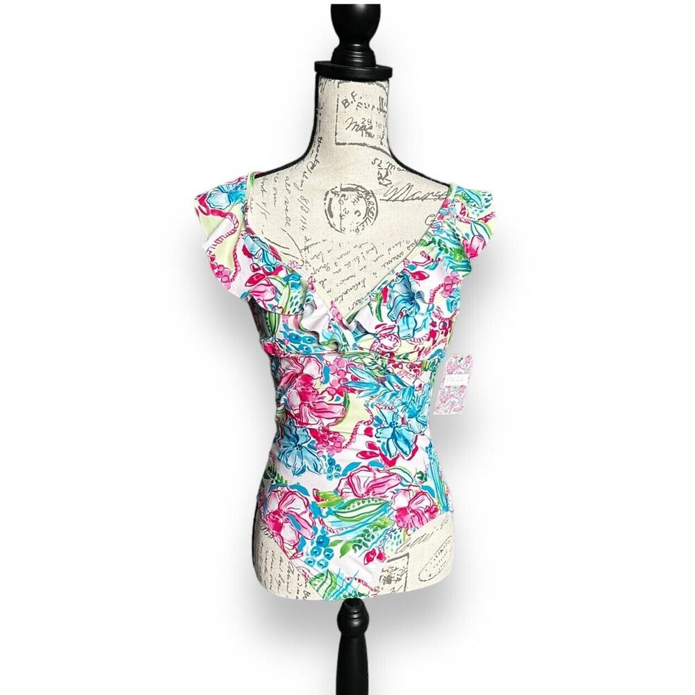 New Stella Parker Collection Tropical Floral One Piece Swimsuit Maillot Medium
